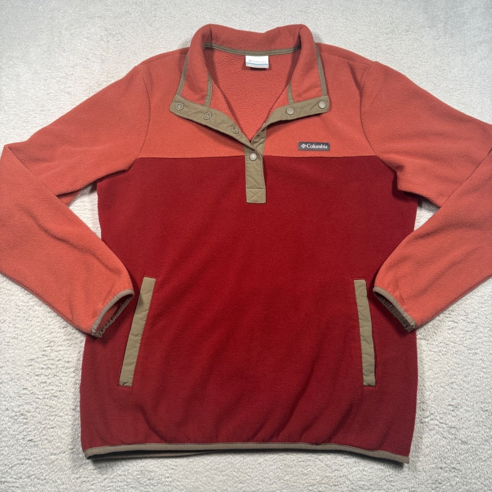 Columbia Benton Springs Half Snap Pullover Fleece Women Size‎ Large Red Gorpcore
